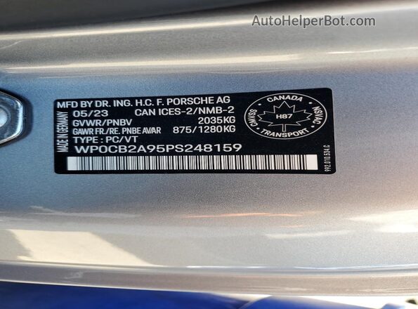 WP0CB2A95PS248159 2023 PORSCHE 911 Silver Շարժիչի բաժամունքի տեսք