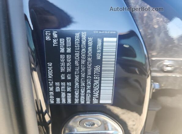 WP1AA2A52MLB17086 2021 PORSCHE MACAN Black Vista de la etiqueta del VIN