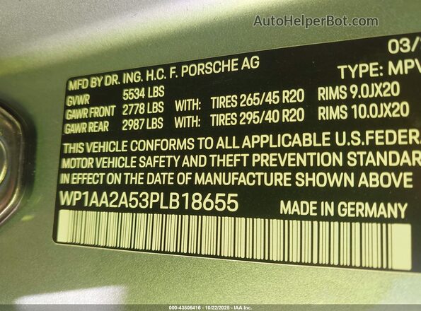 WP1AA2A53PLB18655 2023 PORSCHE MACAN Серебряный Вид подкапотного пространства