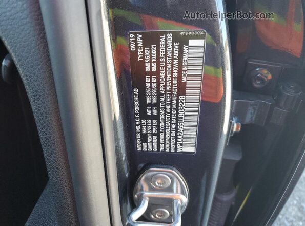 WP1AA2A55LLB03228 2020 PORSCHE MACAN Black VIN კოდის სტიკერის ხედი