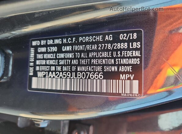 WP1AA2A59JLB07666 2018 PORSCHE MACAN Угольный 