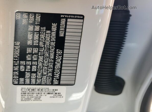 WP1AA2AY8MDA02187 2021 PORSCHE CAYENNE White Շարժիչի բաժամունքի տեսք