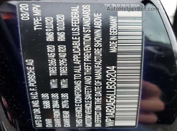 WP1AB2A56LLB36204 2020 PORSCHE MACAN Black 