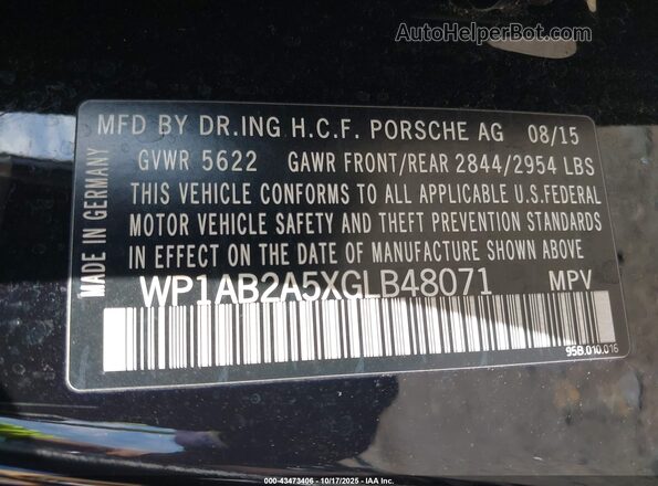 WP1AB2A5XGLB48071 2016 PORSCHE MACAN Black Widok komory silnika