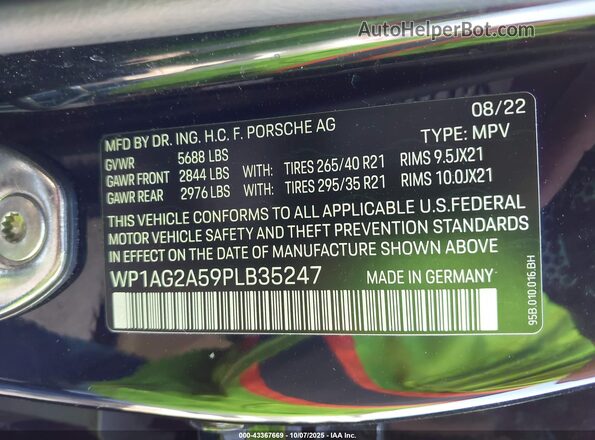 WP1AG2A59PLB35247 2023 PORSCHE MACAN Black Engine compartment view