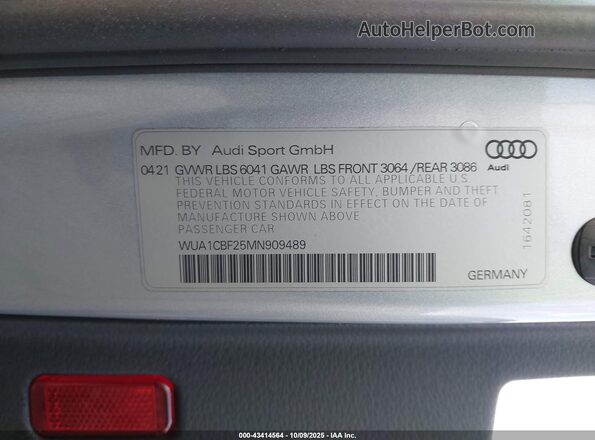 WUA1CBF25MN909489 2021 AUDI RS6 Brown 