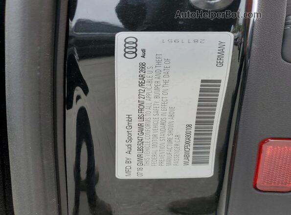 WUABWCF5XKA900108 2019 AUDI RS5 Черный Вид наклейки с VIN-кодом