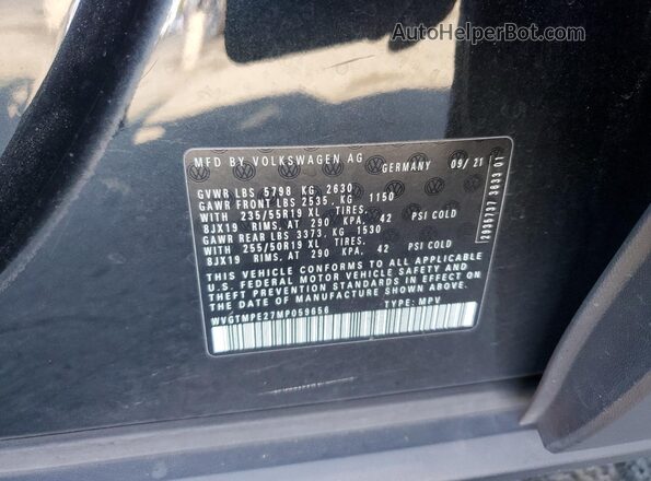 WVGTMPE27MP059656 2021 VOLKSWAGEN ID.4 Black Вид наклейки з VIN-кодом