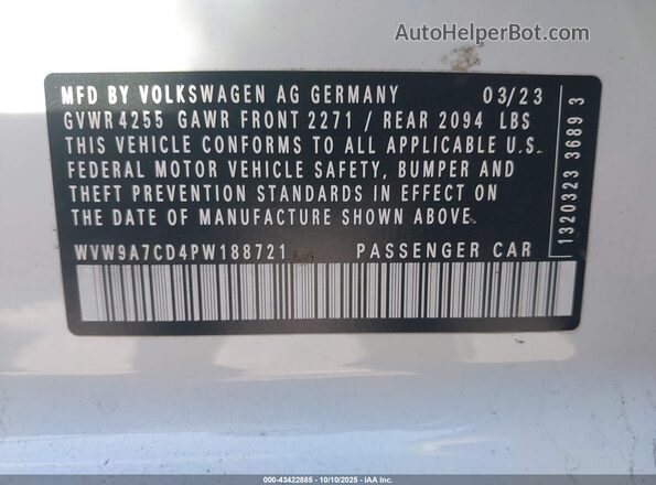 WVW9A7CD4PW188721 2023 VOLKSWAGEN GOLF White ძრავის განყოფილების ხედი