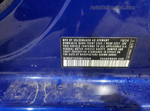 WVWEB7CD9RW233344 2024 VOLKSWAGEN GOLF Blue VIN կոդի պիտակի տեսք