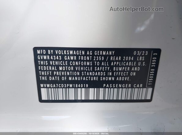 WVWGA7CD3PW184019 2023 VOLKSWAGEN GOLF Белый Вид подкапотного пространства