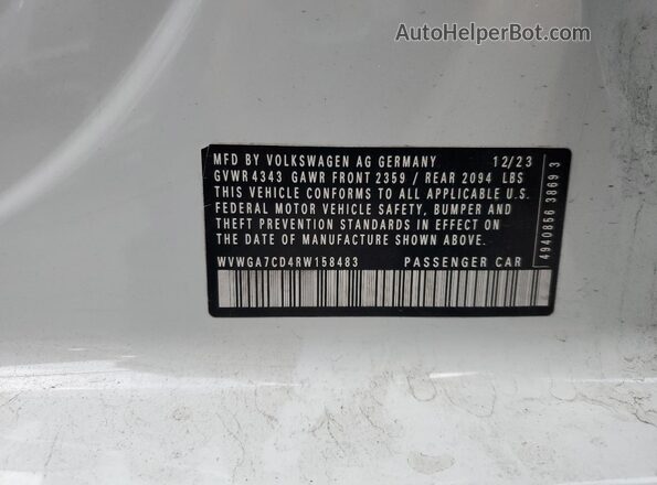WVWGA7CD4RW158483 2024 VOLKSWAGEN GTI White Widok komory silnika