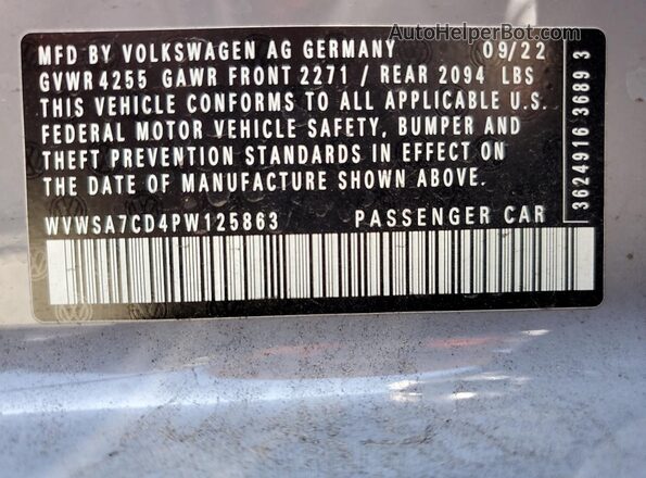 WVWSA7CD4PW125863 2023 VOLKSWAGEN GTI Gray Widok komory silnika