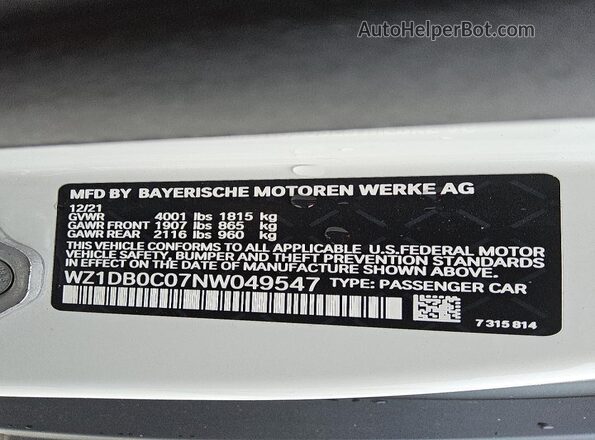 WZ1DB0C07NW049547 2022 TOYOTA SUPRA White 