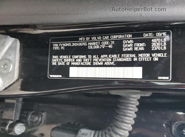 YV140MTL2H2426765 2017 VOLVO S60 Black Շարժիչի բաժամունքի տեսք