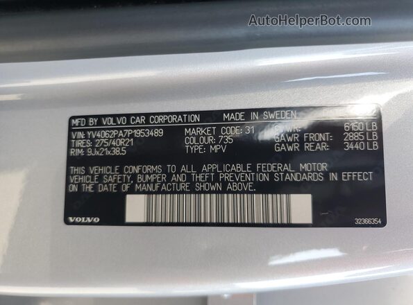 YV4062PA7P1953489 2023 VOLVO XC90 Silver 