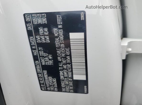 YV4102CK4N1801400 2022 VOLVO XC90 White ძრავის განყოფილების ხედი