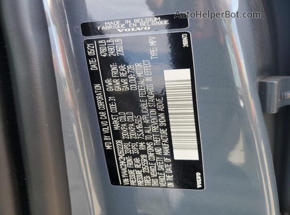 YV4AC2HK2M2602208 2021 VOLVO XC40 Blue Շարժիչի բաժամունքի տեսք