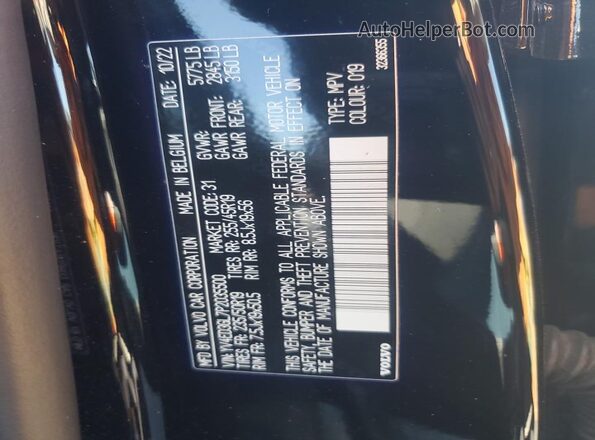 YV4ED3GL7P2035500 2023 VOLVO C40 Черный Панорамный вид салона 360°