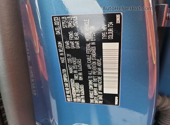 YV4ED3GM4P2056331 2023 VOLVO C40 Синий Вид наклейки с VIN-кодом