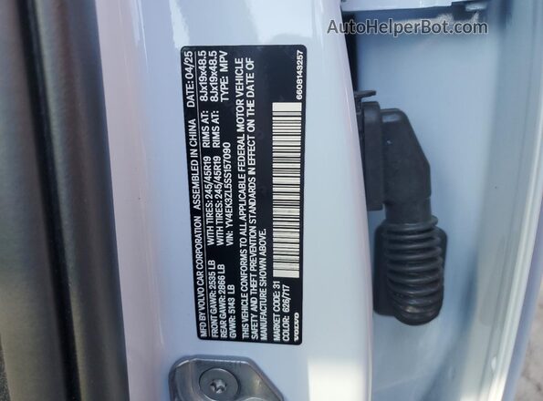 YV4EK3ZL5SS157090 2025 VOLVO EX30 White VIN կոդի պիտակի տեսք