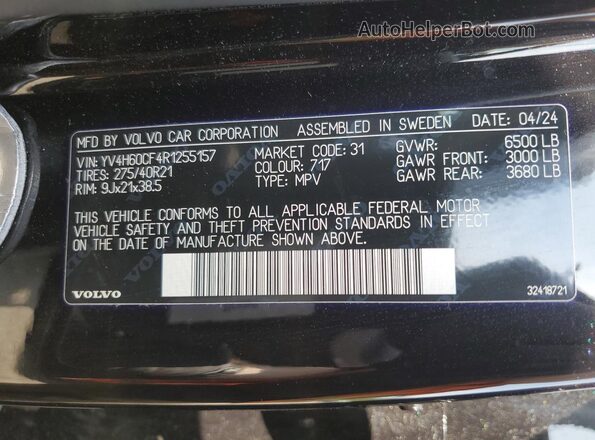 YV4H60CF4R1255157 2024 VOLVO XC90 Black 