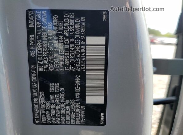 YV4H60CF9R1165566 2024 VOLVO XC90 Gray VIN კოდის სტიკერის ხედი