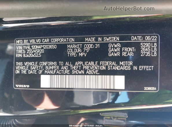YV4L12DN4P1203650 2023 VOLVO XC60 Black Engine compartment view