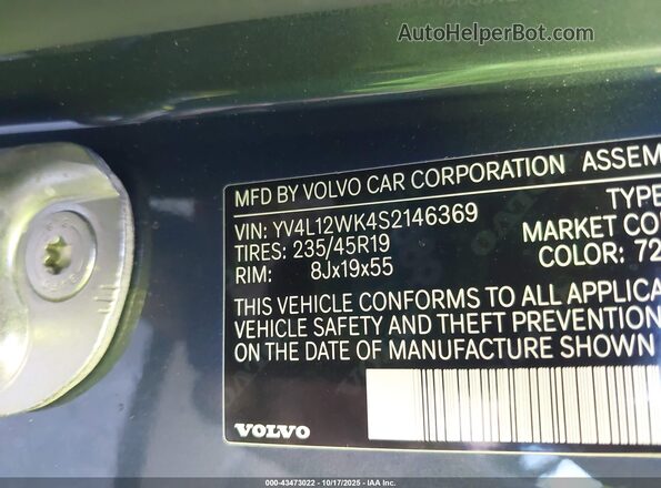 YV4L12WK4S2146369 2025 VOLVO V60 CROSS COUNTRY Blue ძრავის განყოფილების ხედი