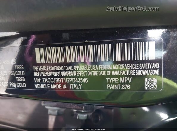 ZACCJBBT1GPD43546 2016 JEEP RENEGADE Black Вид підкапотного простору
