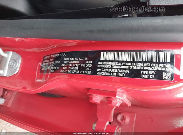 ZACNJAAB4LPM08909 2020 JEEP RENEGADE Red Vista del compartimento del motor