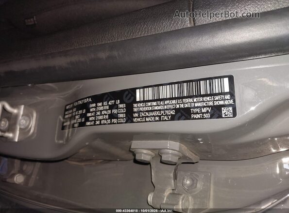 ZACNJAABXLPL76242 2020 JEEP RENEGADE Gray Շարժիչի բաժամունքի տեսք