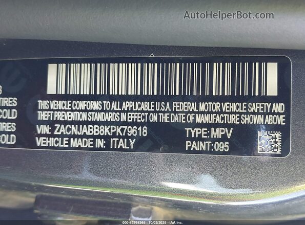 ZACNJABB8KPK79618 2019 JEEP RENEGADE Gray Вид підкапотного простору