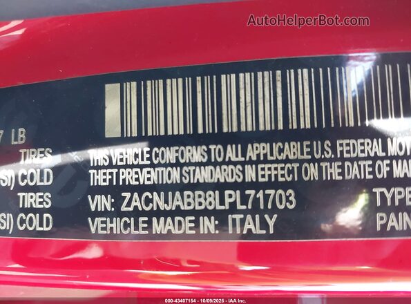 ZACNJABB8LPL71703 2020 JEEP RENEGADE Красный Вид подкапотного пространства
