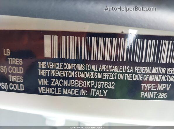 ZACNJBBB0KPJ97632 2019 JEEP RENEGADE White Widok komory silnika