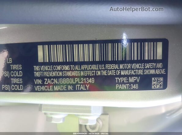ZACNJBBB0LPL21349 2020 JEEP RENEGADE Silver Շարժիչի բաժամունքի տեսք