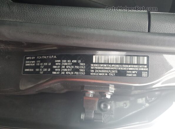 ZACNJBBB9LPL29675 2020 JEEP RENEGADE Серый Панорамный вид салона 360°