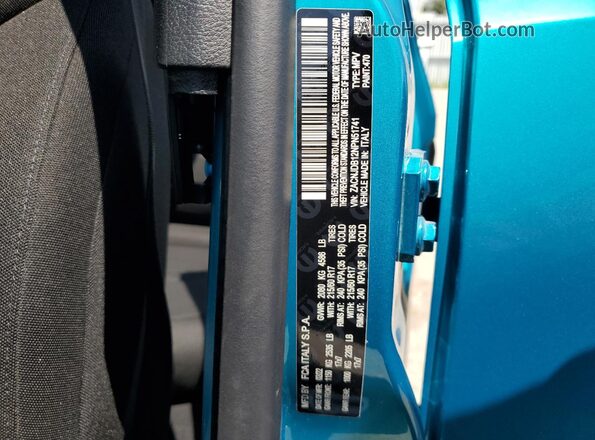 ZACNJDB12NPN51741 2022 JEEP RENEGADE Blue VIN կոդի պիտակի տեսք