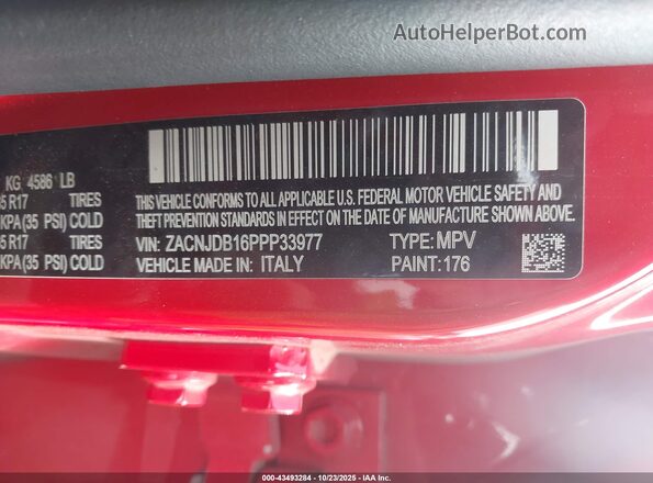 ZACNJDB16PPP33977 2023 JEEP RENEGADE Red Engine compartment view