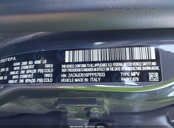 ZACNJDB16PPP57633 2023 JEEP RENEGADE Gray Вид підкапотного простору