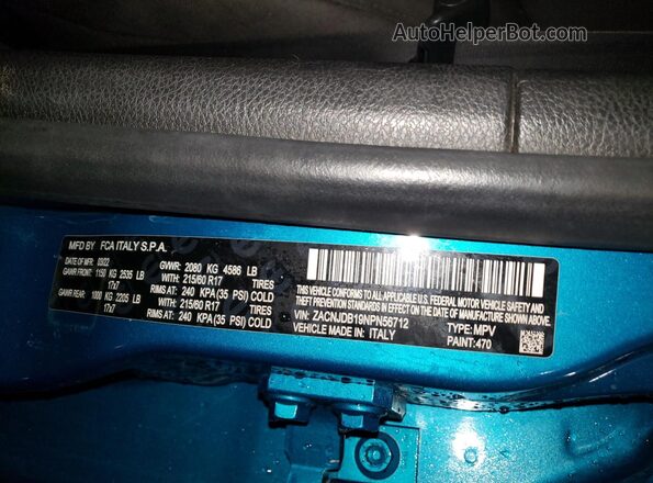ZACNJDB19NPN56712 2022 JEEP RENEGADE Teal VIN sticker view
