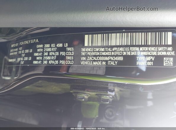 ZACNJDBB9MPN34989 2021 JEEP RENEGADE Black Widok komory silnika