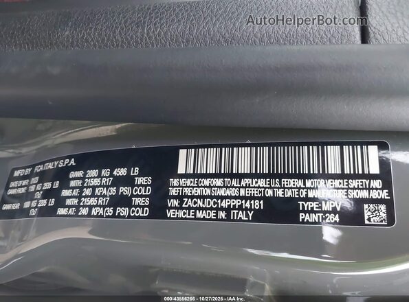 ZACNJDC14PPP14181 2023 JEEP RENEGADE Gray Engine compartment view