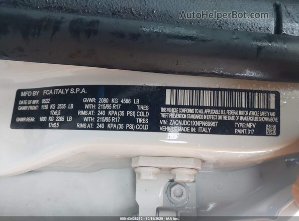 ZACNJDC1XNPN69967 2022 JEEP RENEGADE Yellow ძრავის განყოფილების ხედი