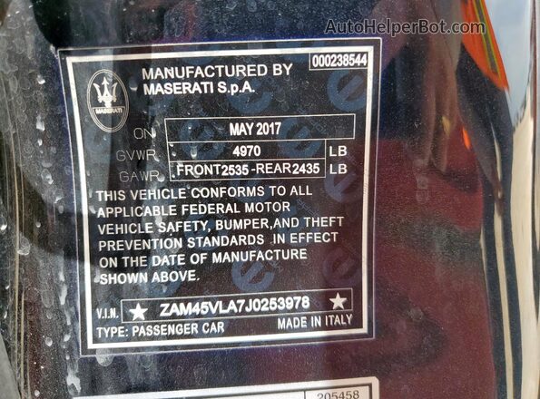 ZAM45VLA7J0253978 2018 MASERATI GRANTURISM Black ძრავის განყოფილების ხედი