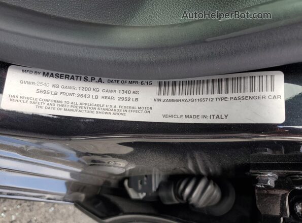 ZAM56RRA7G1165712 2016 MASERATI QUATTROPOR Black Vista del compartimento del motor