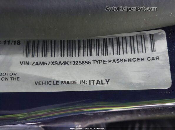 ZAM57XSA4K1325856 2019 MASERATI GHIBLI Dark Blue Вид подкапотного пространства
