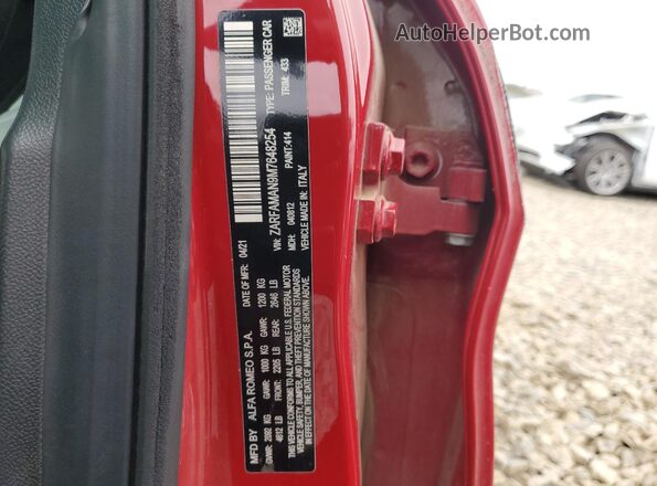 ZARFAMAN9M7648254 2021 ALFA ROMEO GIULIA Red Vista del compartimento del motor