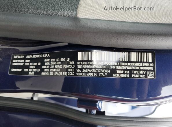 ZASFAKBN7J7B83604 2018 ALFA ROMEO STELVIO Blue 