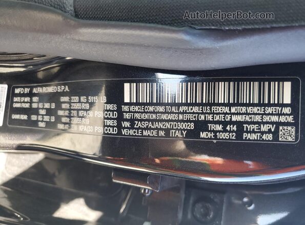 ZASPAJAN2N7D30028 2022 ALFA ROMEO STELVIO Черный 